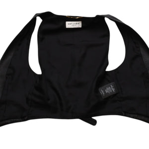 極美品 YVES SAINT LAURENT イヴ サンローラン レザーベスト サイズ36 440246 Y5QQ2 ブラック 中古 4a002651