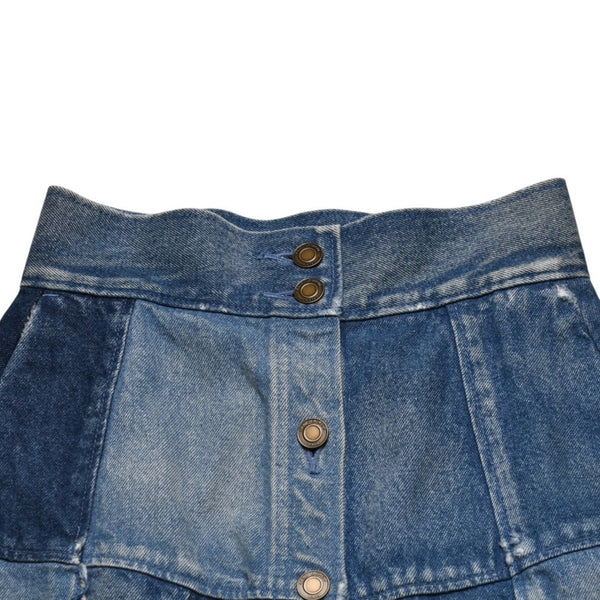 SAINT LAURENT サンローラン デニムスカート 631707 ブルー サイズ25 再構築 コットン アンティークゴールド金具 美品 中古 4a002654