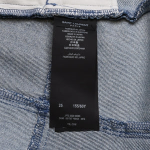 SAINT LAURENT サンローラン デニムスカート 631707 ブルー サイズ25 再構築 コットン アンティークゴールド金具 美品 中古 4a002654