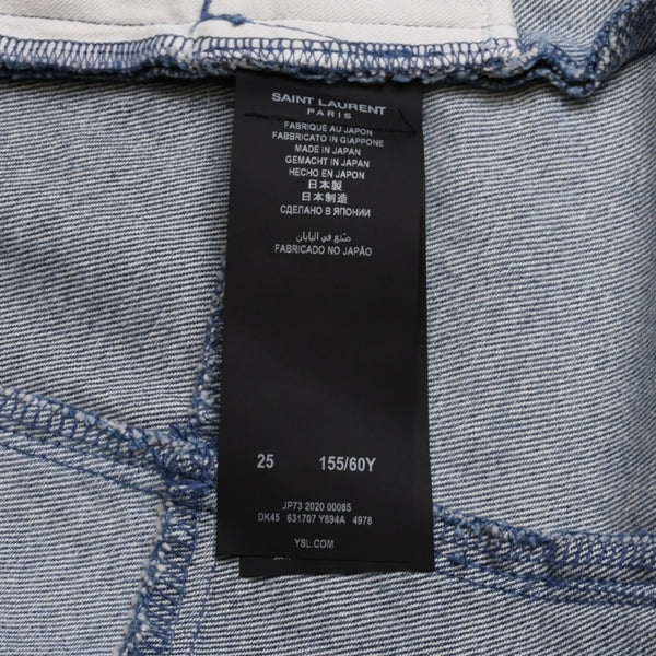 SAINT LAURENT サンローラン デニムスカート 631707 ブルー サイズ25 再構築 コットン アンティークゴールド金具 美品 中古 4a002654