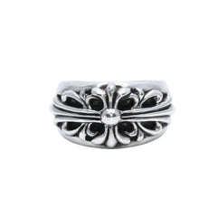 CHROME HEARTS クロムハーツ FLORAL CROSS フローラルクロス リング 指輪 重量約15.98g サイズ17号 スターリングシルバー 美品 中古 4a003114