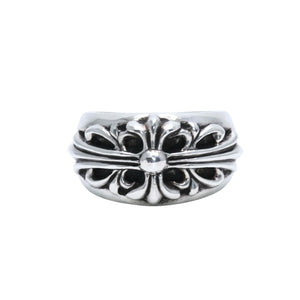 CHROME HEARTS クロムハーツ FLORAL CROSS フローラルクロス リング 指輪 重量約15.98g サイズ17号 スターリングシルバー 美品 中古 4a003114