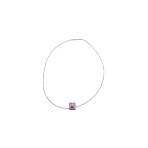 HERMES エルメス Cage d'H カージュ ド アッシュ Hキューブ ワイヤーネックレス 重量約7.53g シルバー ピンク 美品 中古 4a002974