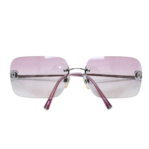 極美品 CHANEL シャネル リムレス サングラス アイウェア 4017-D c.124/58 サイズ62□17 120 ココマーク ピンク グラデーション 中古 4a002990