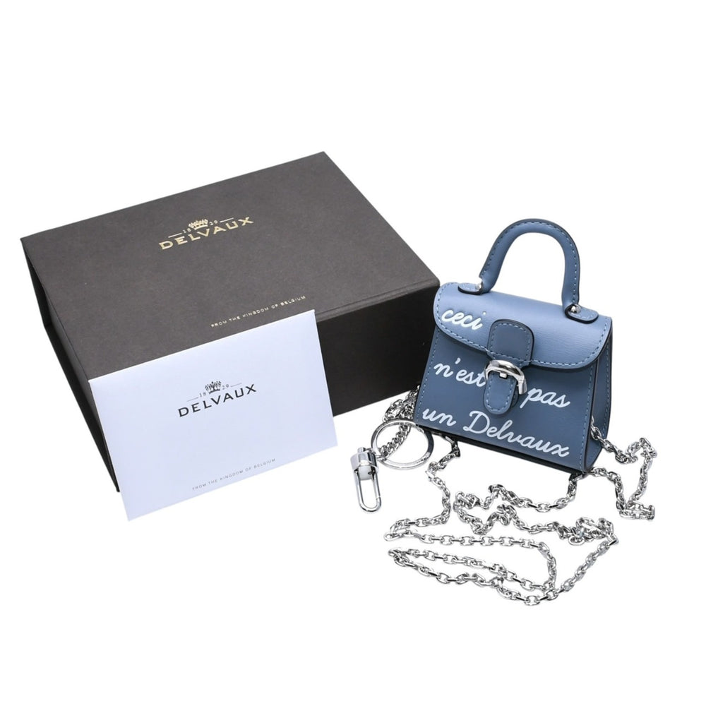 新品未使用 DELVAUX デルヴォー BRILLANT GAND ブリヨン ガン バッグチャーム RENE MAGRITTE ルネ マグリット ボックスカーフ 中古 4a002840