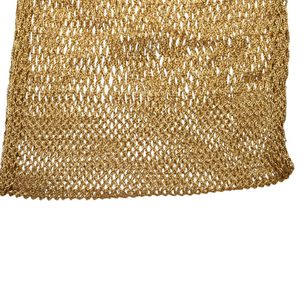 極美品 PRADA プラダ メッシュハンドバッグ B2064 トライアングルロゴプレート 三角プレート コットン ゴールド金具 中古 4a002995