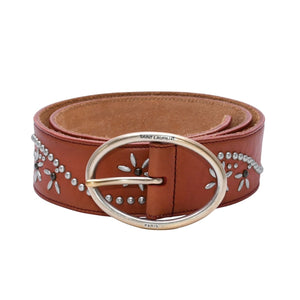 YVES SAINT LAURENT イヴサンローラン YSL バックル ベルト ブラウン レザー メッシュ 556300 ゴールド金具 小物 美品 中古 4a002664