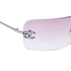 極美品 CHANEL シャネル リムレス サングラス アイウェア 4017-D c.124/58 サイズ62□17 120 ココマーク ピンク グラデーション 中古 4a002990