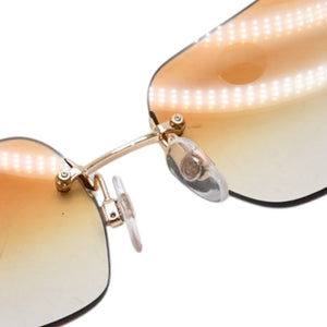 極美品 CHANEL シャネル リムレス サングラス アイウェア 4017-D c.125/56 サイズ62□17 120 ココマーク ラインストーン 中古 4a002991
