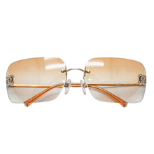 Load image into Gallery viewer, 極美品 CHANEL シャネル リムレス サングラス アイウェア 4017-D c.125/56 サイズ62□17 120 ココマーク ラインストーン 中古 4a002991