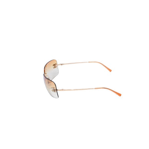 極美品 CHANEL シャネル リムレス サングラス アイウェア 4017-D c.125/56 サイズ62□17 120 ココマーク ラインストーン 中古 4a002991