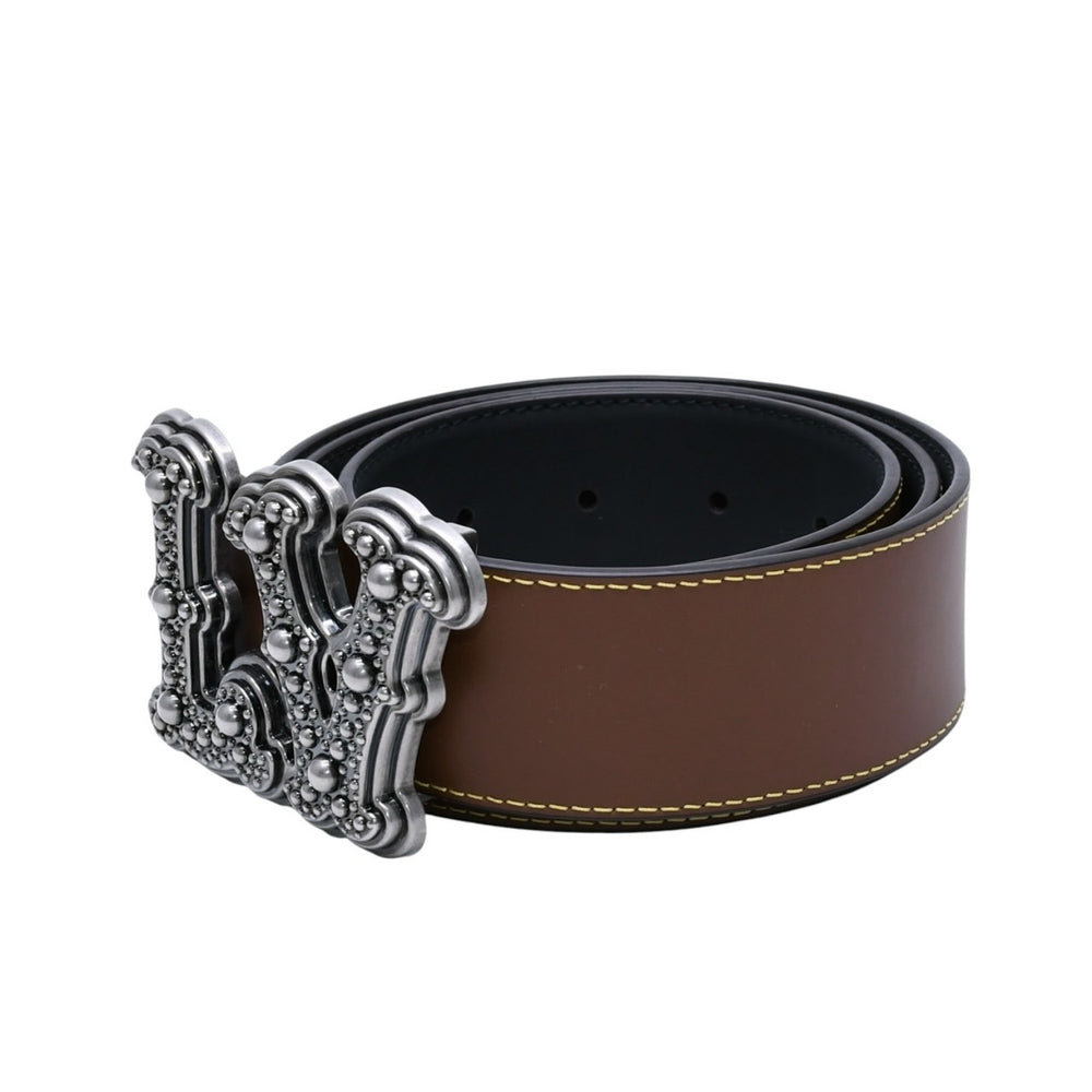 極美品 LouisVuitton ルイヴィトン ベルト LVイニシャル M8453 リバーシブル ブラウン メタル シルバー金具 中古 4a003001