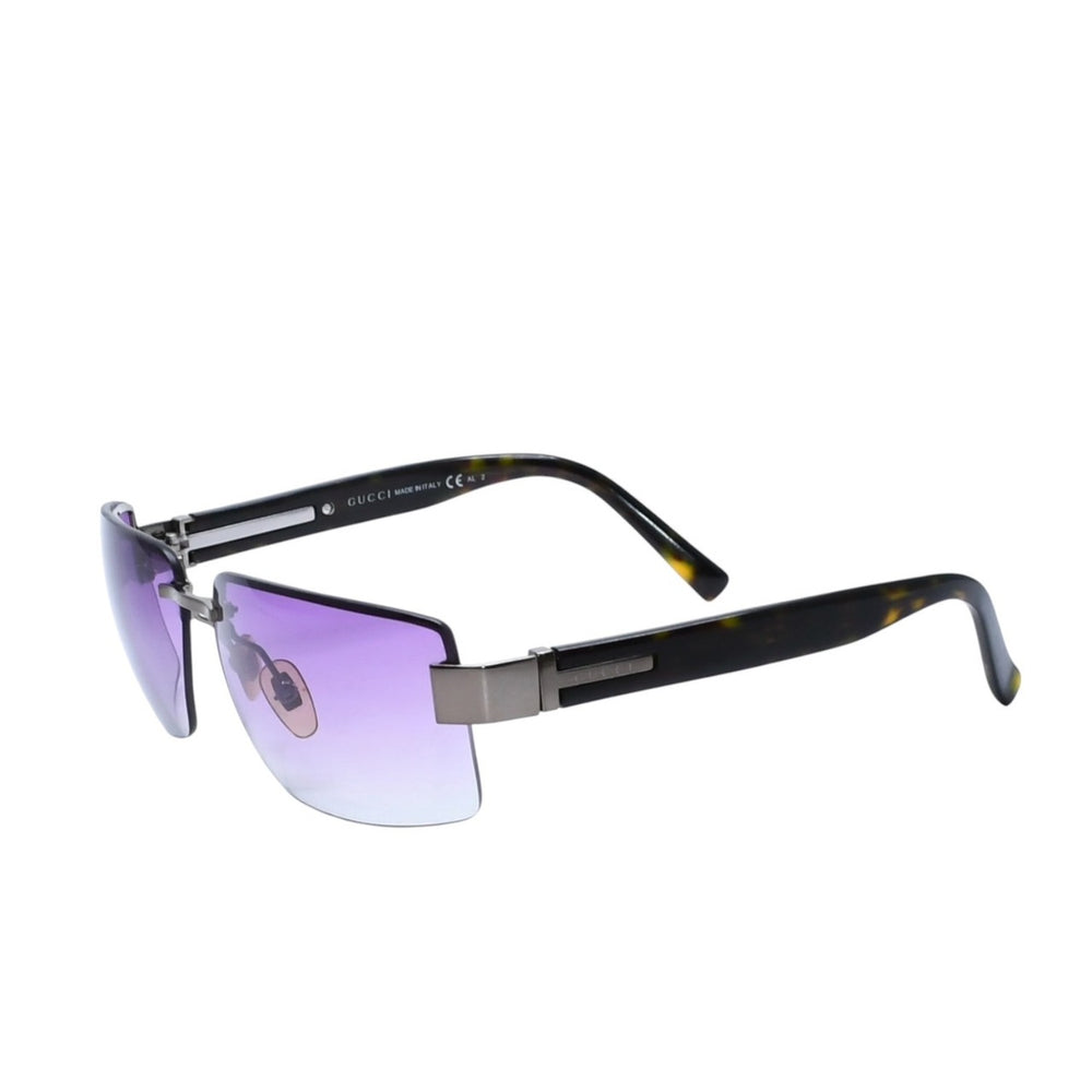 極美品 GUCCI グッチ Sunglasses サングラス パープルレンズ カーキテンプル シルバー金具 中古 4a002490