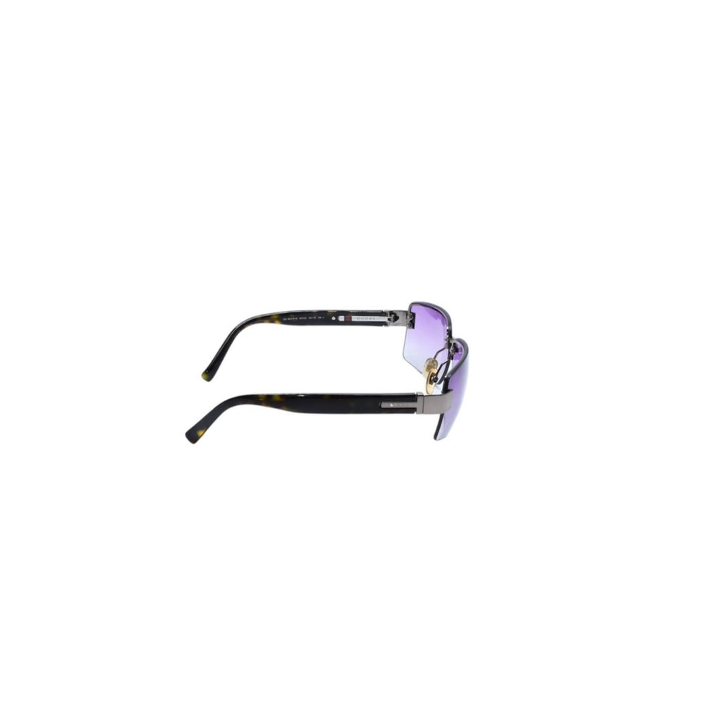 極美品 GUCCI グッチ Sunglasses サングラス パープルレンズ カーキテンプル シルバー金具 中古 4a002490