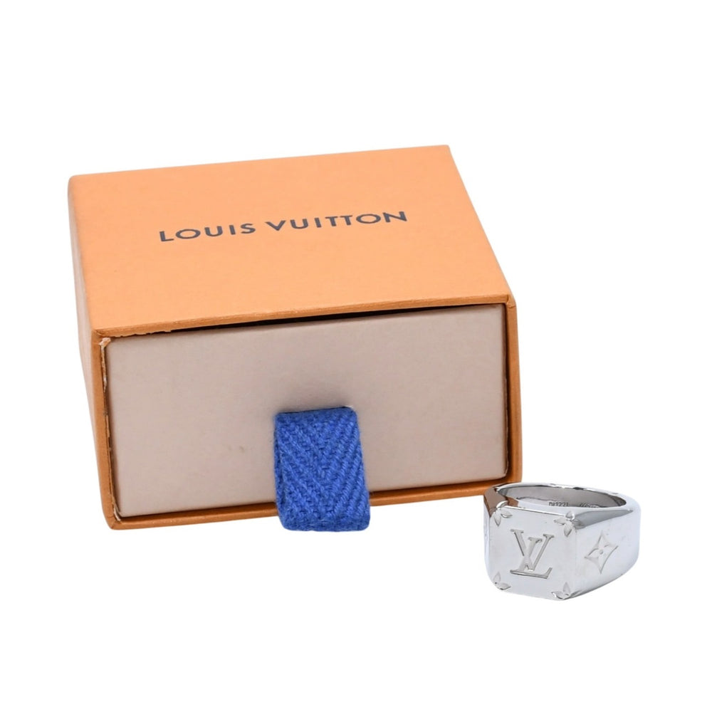 Very Good LOUIS VUITTON Silver Ring Silver Signet Ring M62488 Ring Used 4a003009