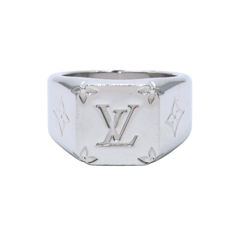 Very Good LOUIS VUITTON Silver Ring Silver Signet Ring M62488 Ring Used 4a003009