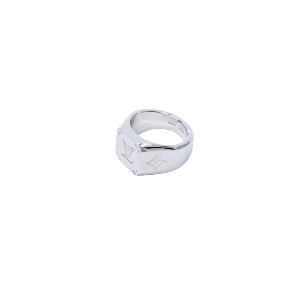 Very Good LOUIS VUITTON Silver Ring Silver Signet Ring M62488 Ring Used 4a003009