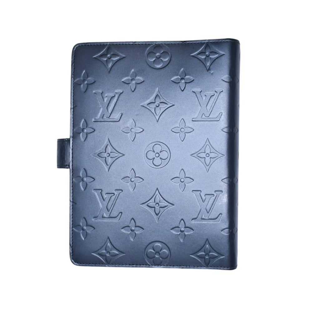 LOUIS VUITTON Agenda MM Monogram Matte Notebook Cover Metallic Noir Leather Embossed Out of Print R20922 Good Condition Used 4a003021