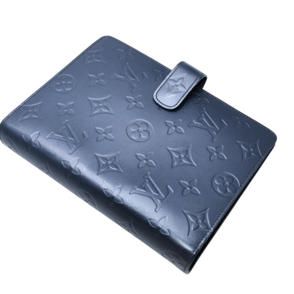 LOUIS VUITTON ルイヴィトン アジェンダMM モノグラムマット 手帳カバー メタリック調 ノワール レザー エンボス加工 廃盤 R20922 美品 中古 4a003021