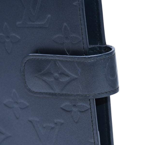 LOUIS VUITTON ルイヴィトン アジェンダMM モノグラムマット 手帳カバー メタリック調 ノワール レザー エンボス加工 廃盤 R20922 美品 中古 4a003021