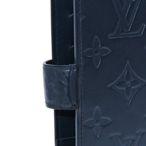 LOUIS VUITTON ルイヴィトン アジェンダMM モノグラムマット 手帳カバー メタリック調 ノワール レザー エンボス加工 廃盤 R20922 美品 中古 4a003021