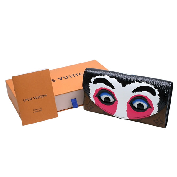 極美品 LOUIS VUITTON ルイヴィトン 山本寛斎 ポルトフォイユサラカブキマスク 長財布 2018 モノグラムリバースキャンバス エピレザー M67255 中古 4a003110