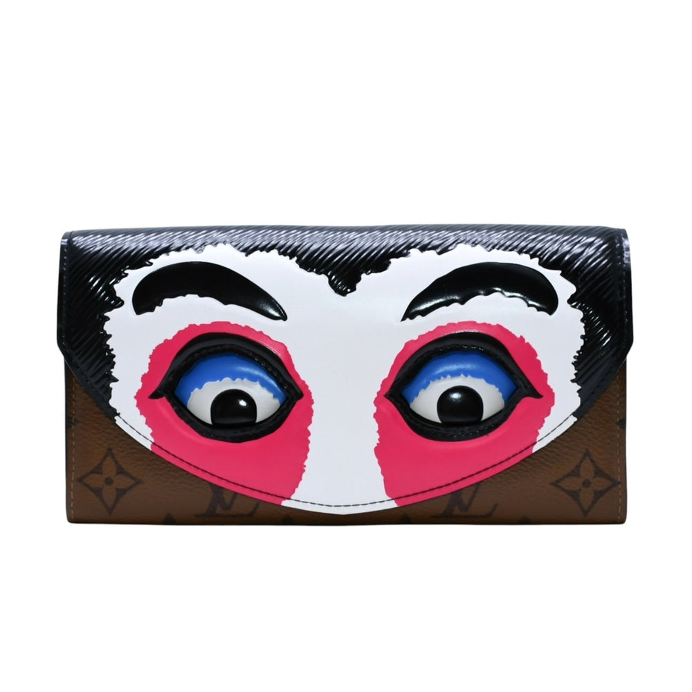 極美品 LOUIS VUITTON ルイヴィトン 山本寛斎 ポルトフォイユサラカブキマスク 長財布 2018 モノグラムリバースキャンバス エピレザー M67255 中古 4a003110