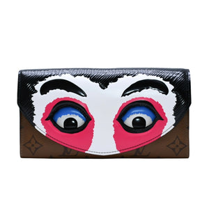 極美品 LOUIS VUITTON ルイヴィトン 山本寛斎 ポルトフォイユサラカブキマスク 長財布 2018 モノグラムリバースキャンバス エピレザー M67255 中古 4a003110