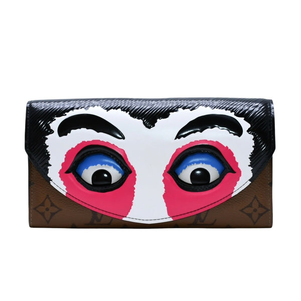 極美品 LOUIS VUITTON ルイヴィトン 山本寛斎 ポルトフォイユサラカブキマスク 長財布 2018 モノグラムリバースキャンバス エピレザー M67255 中古 4a003110