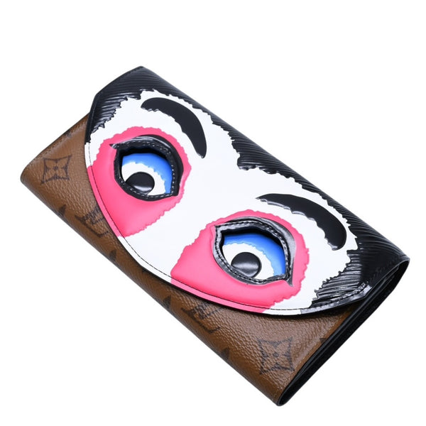 極美品 LOUIS VUITTON ルイヴィトン 山本寛斎 ポルトフォイユサラカブキマスク 長財布 2018 モノグラムリバースキャンバス エピレザー M67255 中古 4a003110