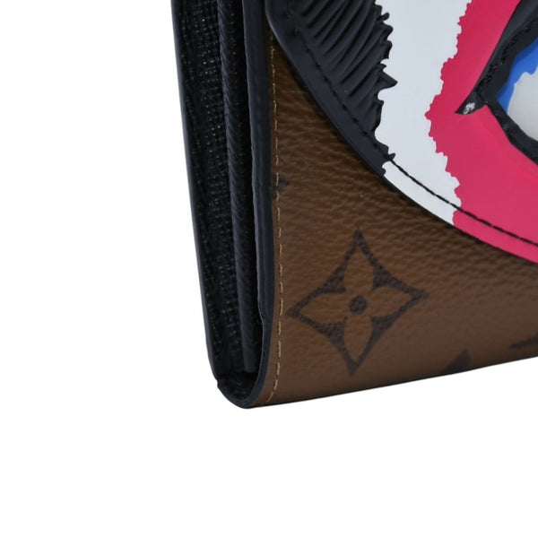 極美品 LOUIS VUITTON ルイヴィトン 山本寛斎 ポルトフォイユサラカブキマスク 長財布 2018 モノグラムリバースキャンバス エピレザー M67255 中古 4a003110