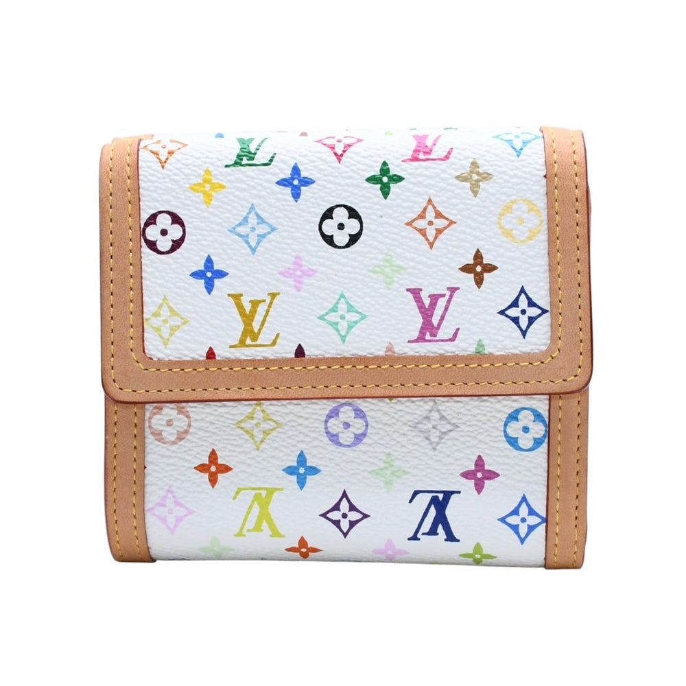 極美品 LOUIS VUITTON ルイ ヴィトン 財布 ポルトモネビエカルトクレディ M92983 モノグラム マルチカラー ホワイト 村上隆 ゴールド金具 中古 4a003003