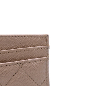 極美品 CHANEL シャネル クラシックジップカードケース 28番台 マトラッセ キャビアスキン ベージュ ココマーク CCマーク メタル ゴールド 中古 4a003002