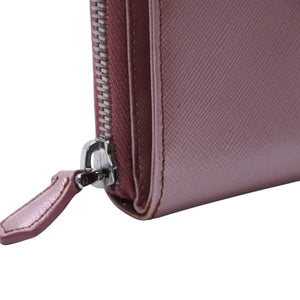 PRADA プラダ 2つ折り財布 コンパクトジップ 財布 ピンク PVC シルバー金具 1M0605R142 美品 中古 4a003019