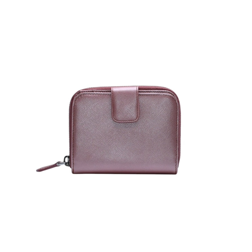PRADA プラダ 2つ折り財布 コンパクトジップ 財布 ピンク PVC シルバー金具 1M0605R142 美品 中古 4a003019