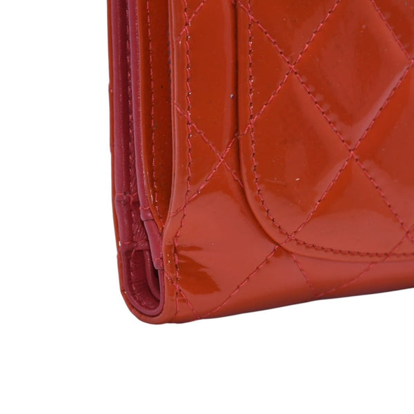 CHANEL シャネル マトラッセブリリアント パテントレザー二つ折りミディアムウォレット 16番台 キルティング ココマーク 財布 エナメル オレンジ 美品 中古 4a002826