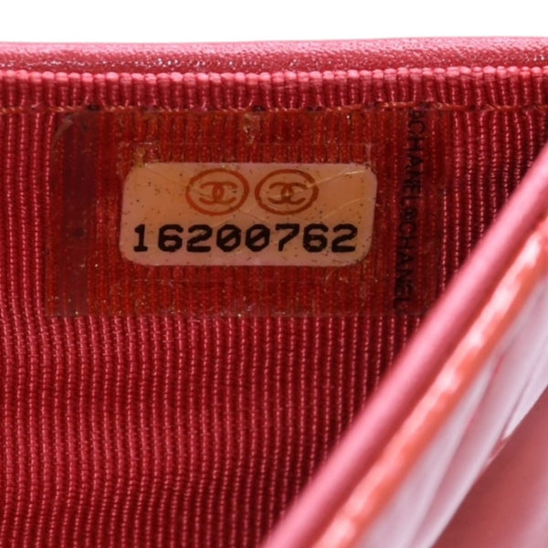 CHANEL シャネル マトラッセブリリアント パテントレザー二つ折りミディアムウォレット 16番台 キルティング ココマーク 財布 エナメル オレンジ 美品 中古 4a002826