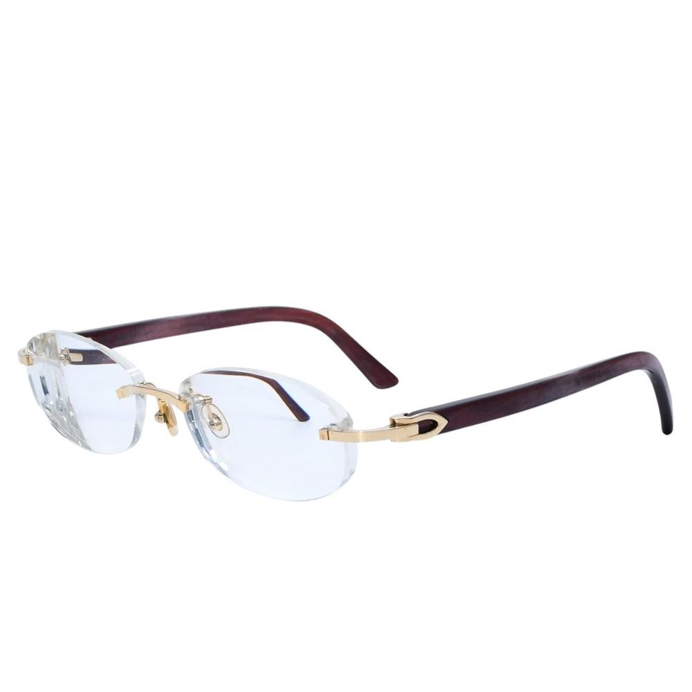 Cartier カルティエ リムレス メガネ ヴィンテージ 度あり 6179960 アセテート メタル ボルドー ゴールド金具 美品 中古 4a002753