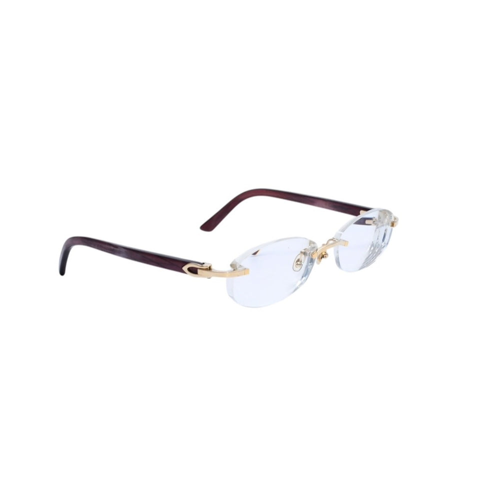 Cartier Rimless Glasses Vintage Prescription 6179960 Acetate Metal Bordeaux Gold Hardware Good Condition Used 4a002753