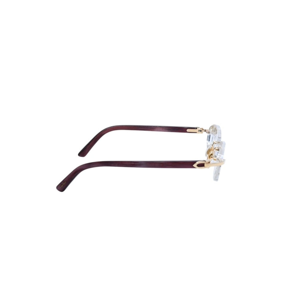 Cartier Rimless Glasses Vintage Prescription 6179960 Acetate Metal Bordeaux Gold Hardware Good Condition Used 4a002753