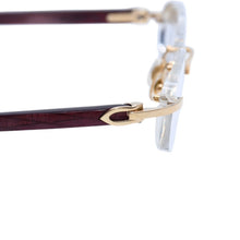 画像をギャラリービューアに読み込む, Cartier カルティエ リムレス メガネ ヴィンテージ 度あり 6179960 アセテート メタル ボルドー ゴールド金具 美品 中古 4a002753
