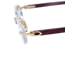 画像をギャラリービューアに読み込む, Cartier カルティエ リムレス メガネ ヴィンテージ 度あり 6179960 アセテート メタル ボルドー ゴールド金具 美品 中古 4a002753