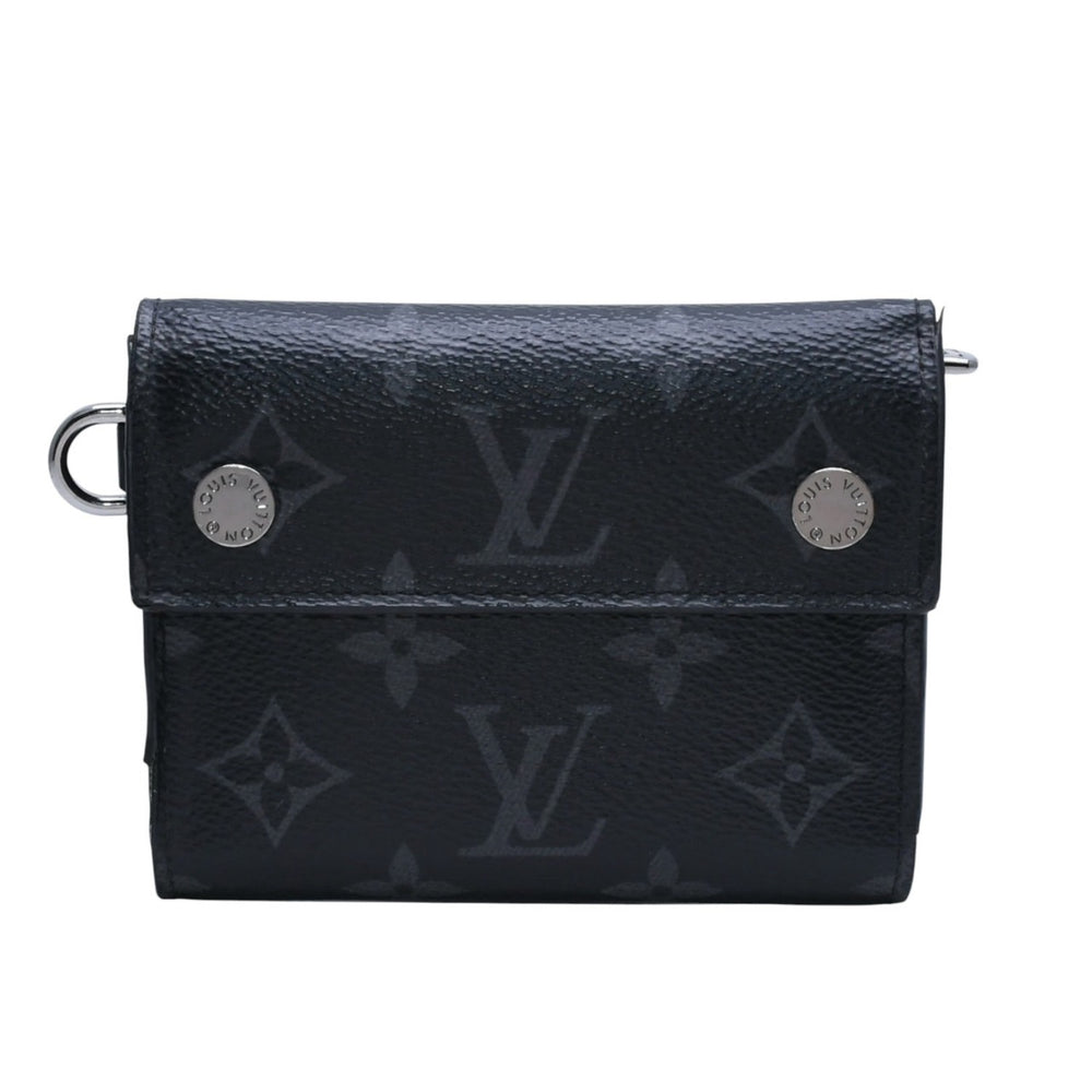 極美品 LOUIS VUITTON ルイヴィトン モノグラム エクリプス コンパクトウォレット 三つ折り財布 M63510 ブラック 中古 4a002849
