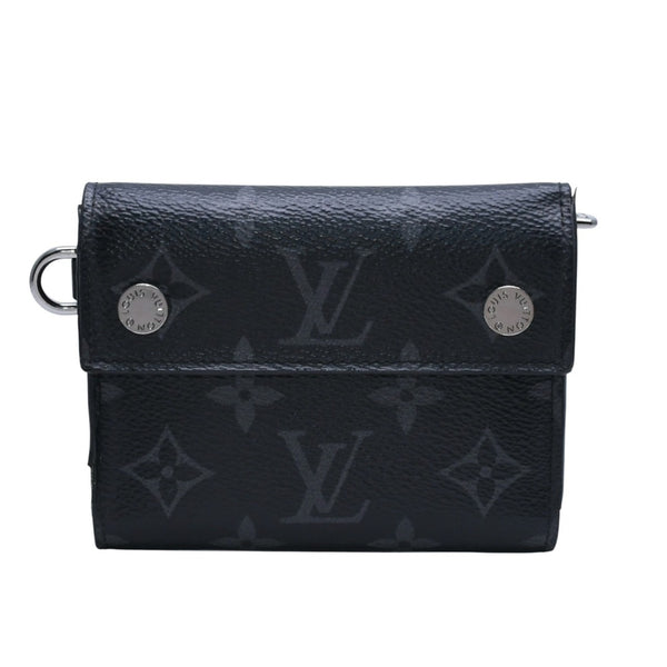 極美品 LOUIS VUITTON ルイヴィトン モノグラム エクリプス コンパクトウォレット 三つ折り財布 M63510 ブラック 中古 4a002849