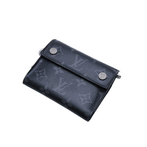 極美品 LOUIS VUITTON ルイヴィトン モノグラム エクリプス コンパクトウォレット 三つ折り財布 M63510 ブラック 中古 4a002849
