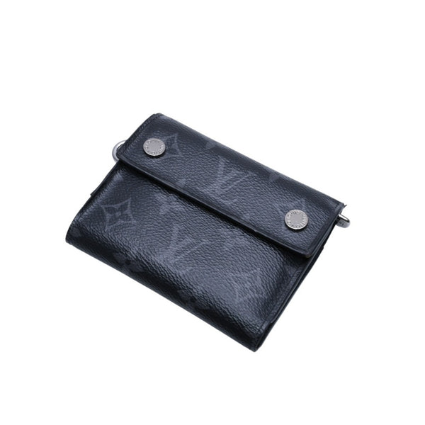 極美品 LOUIS VUITTON ルイヴィトン モノグラム エクリプス コンパクトウォレット 三つ折り財布 M63510 ブラック 中古 4a002849