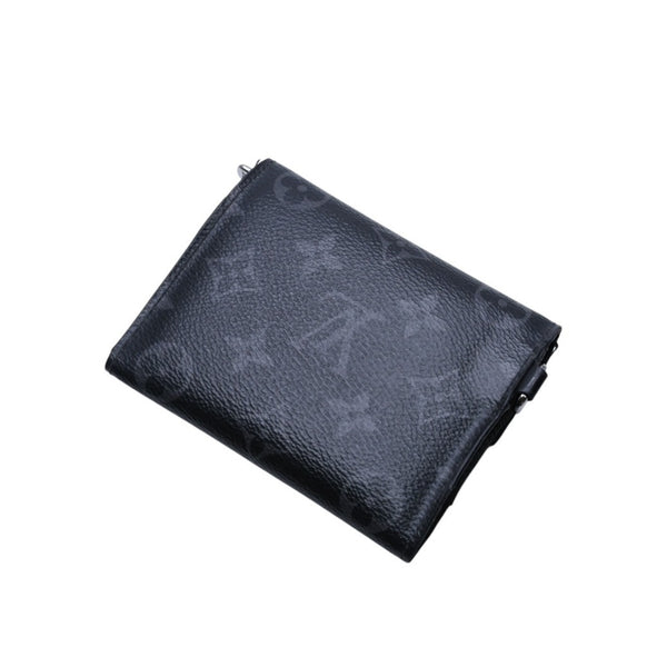 極美品 LOUIS VUITTON ルイヴィトン モノグラム エクリプス コンパクトウォレット 三つ折り財布 M63510 ブラック 中古 4a002849