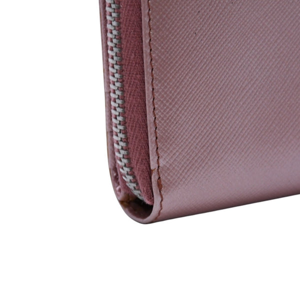 PRADA プラダ 2つ折り財布 コンパクトジップ 財布 ピンク PVC シルバー金具 1M0605R142 美品 中古 4a003019