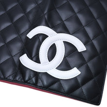 画像をギャラリービューアに読み込む, 極美品 CHANEL シャネル カンボンライン 長財布 ラムスキン ココマーク ブラック ピンク ホワイト 10番台 二つ折り レザー 中古 4a003022