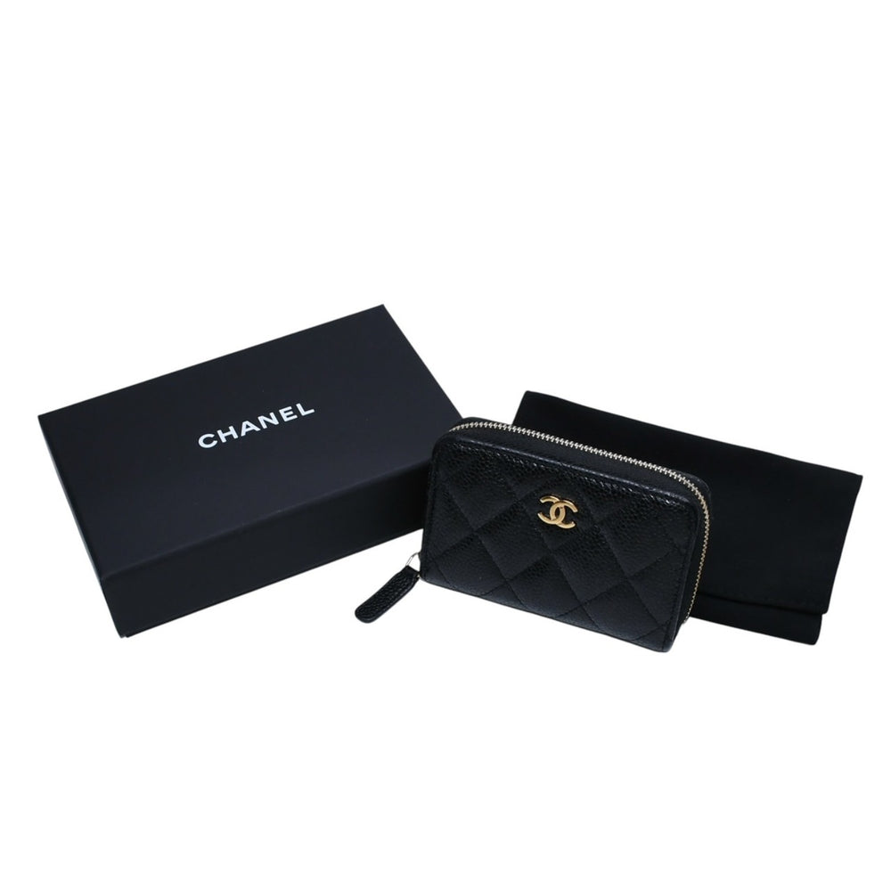 極美品 CHANEL シャネル マトラッセ コインケース AP0216 キャビアスキン コインケース ブラック ゴールド金具 美品 中古 4a003000